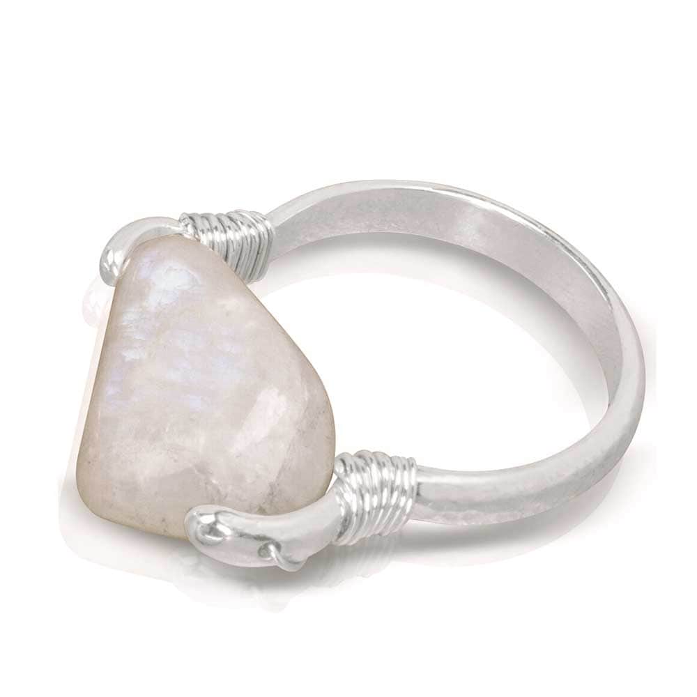 CAMILLA WEST JEWELLERY Rainbow Moonstone Silver Coil Ring 
