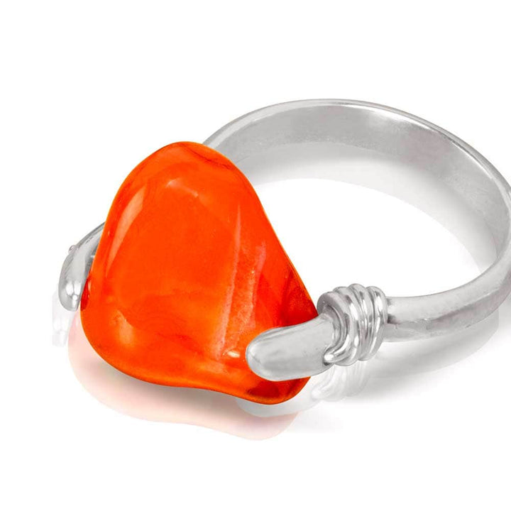 CAMILLA WEST JEWELLERY Orange CarnelianSilver Coil Ring 