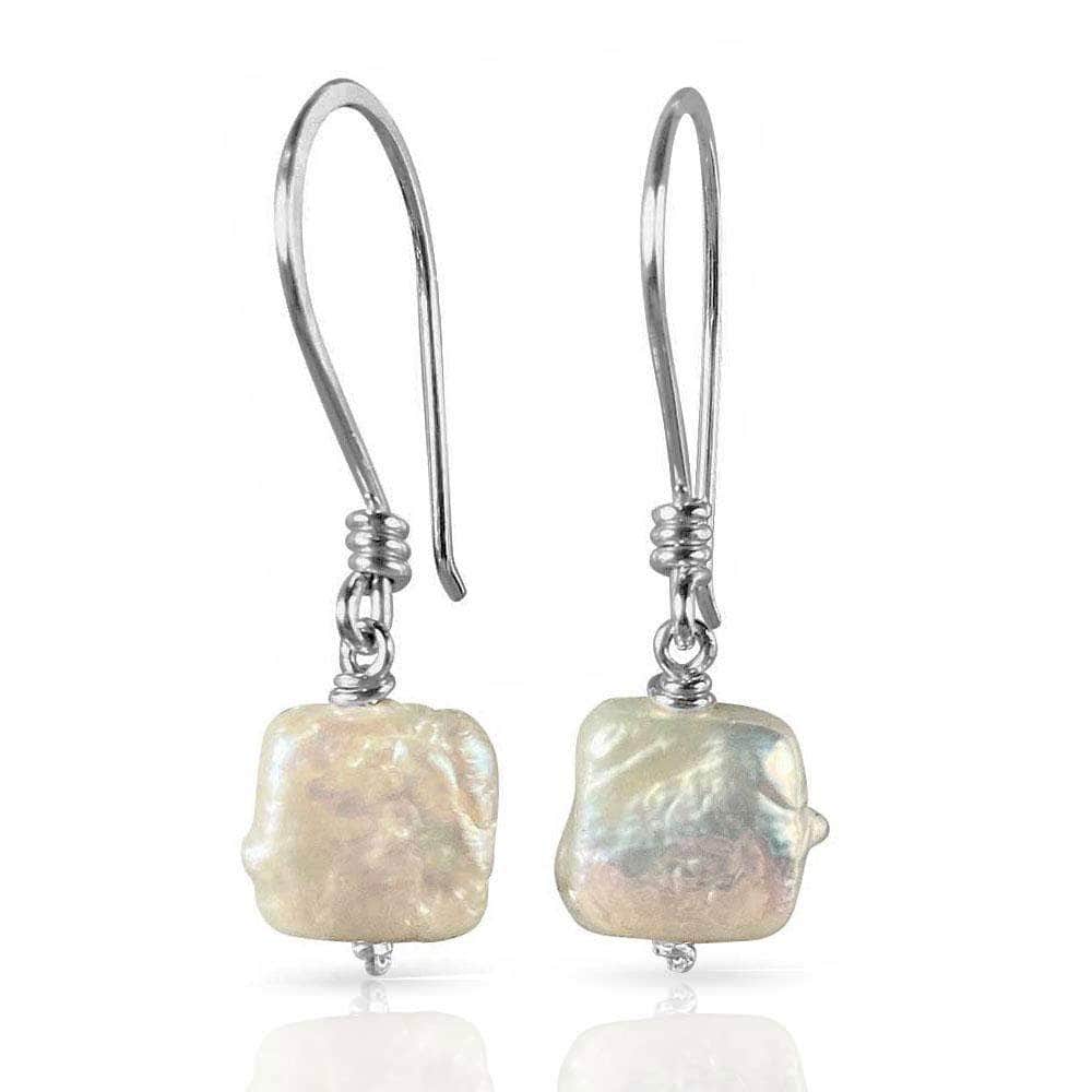 CAMILLA WEST JEWELLERY Square Freshwater Pearl Silver Earrings