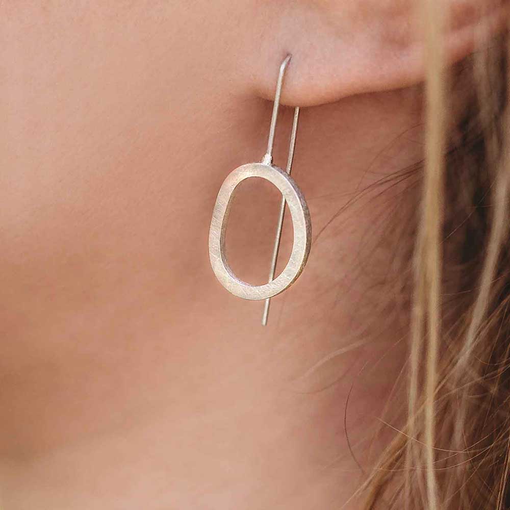 CAMILLA WEST JEWELLERY Sterling Silver Sanded Wire Pebble Earrings