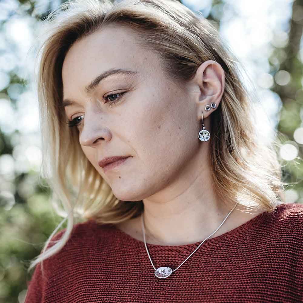 Camilla West Jewellery Stone Parsley Drop Silver Earrings