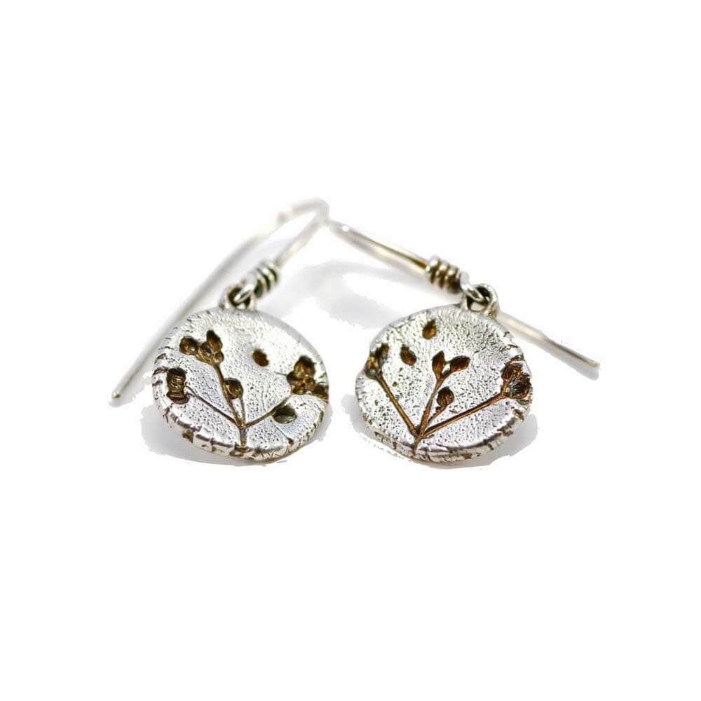 Camilla West stone parsley silver drop earrings