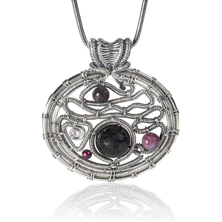 CAMILLA WEST JEWELLERY 'Music Of The Spheres' Sterling Silver Tourmaline and Garnet Pendant