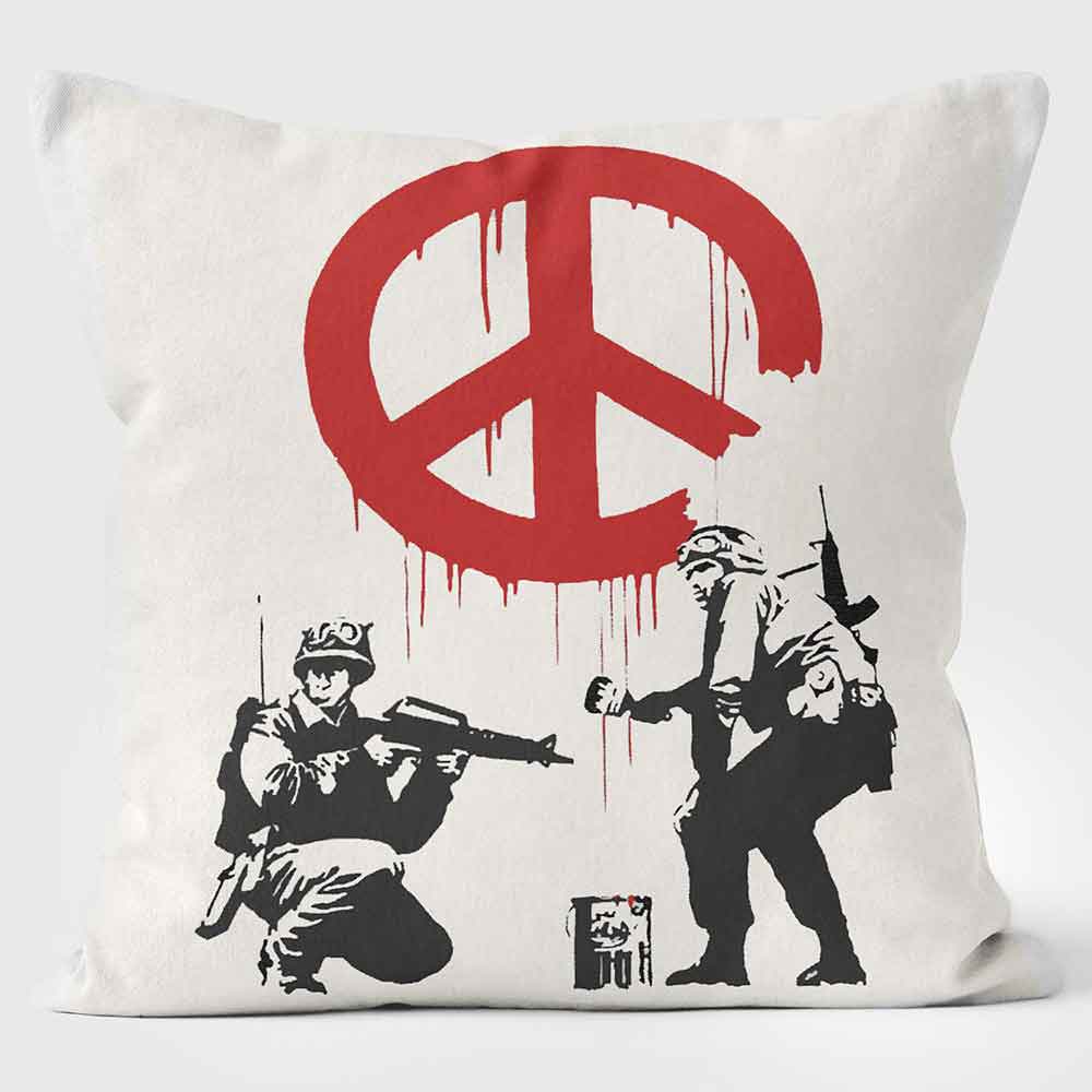 CUSHIONS ARE US 'Peace' Banksy Graffiti  Photo Cushion - Large | Medium