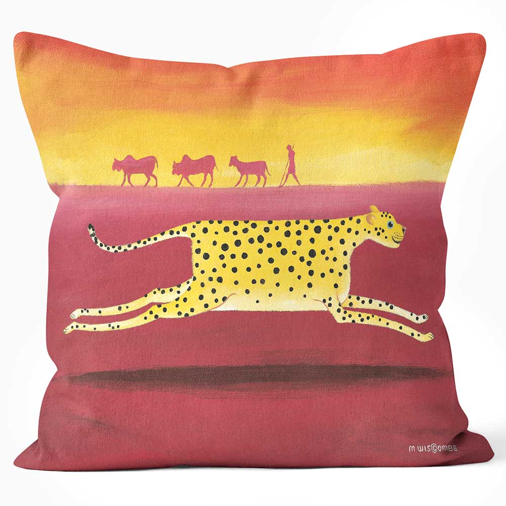 CUSHIONS ARE US 'Cheetah' Martin Wiscombe Red and Yellow Print Cushion - Large | Medium