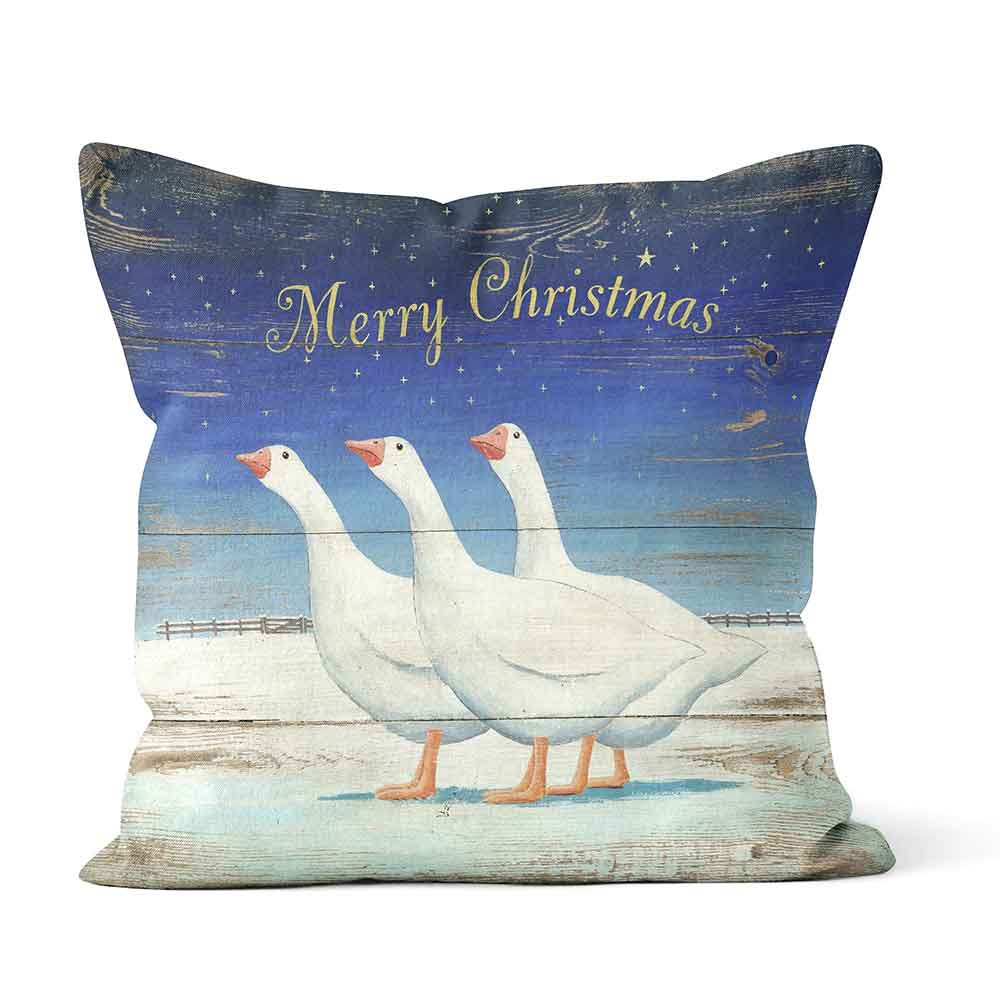 CUSHIONS ARE US 'Merry Christmas'  Goose Geese Merry Xmas Night-Time Photo Cushion - Large | Medium