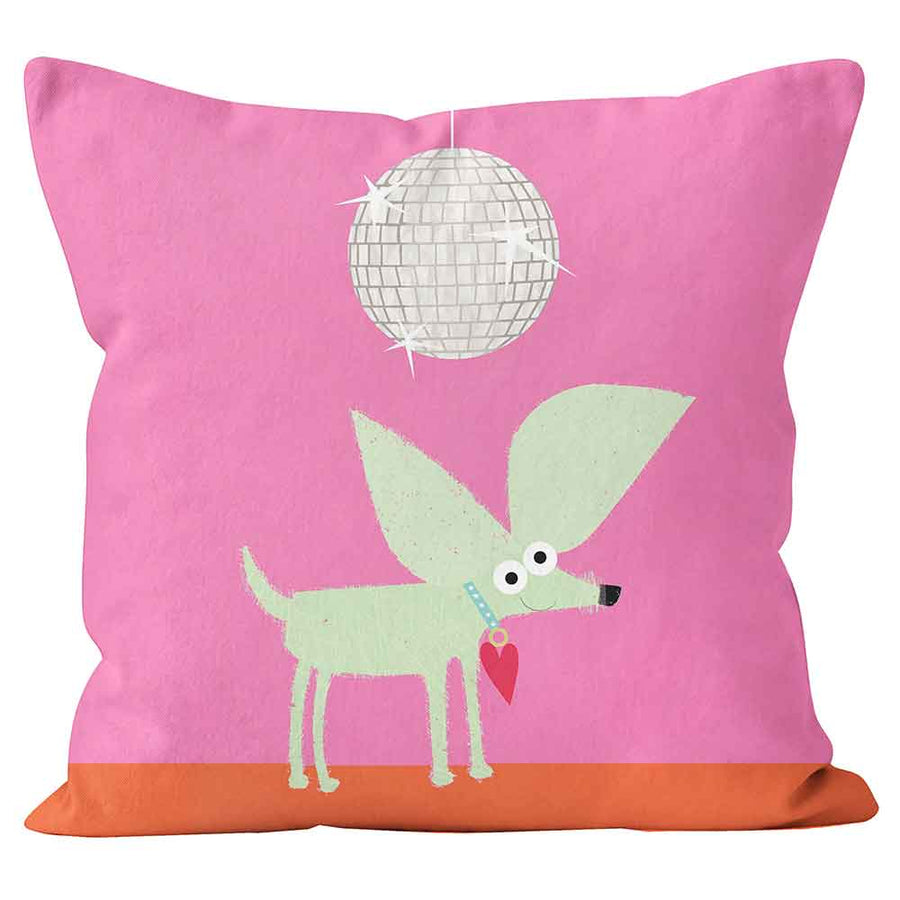 Cushions Are Us  'Chihuahua' Disco Dog Pink Children's Photo Cushion - Large | Medium
