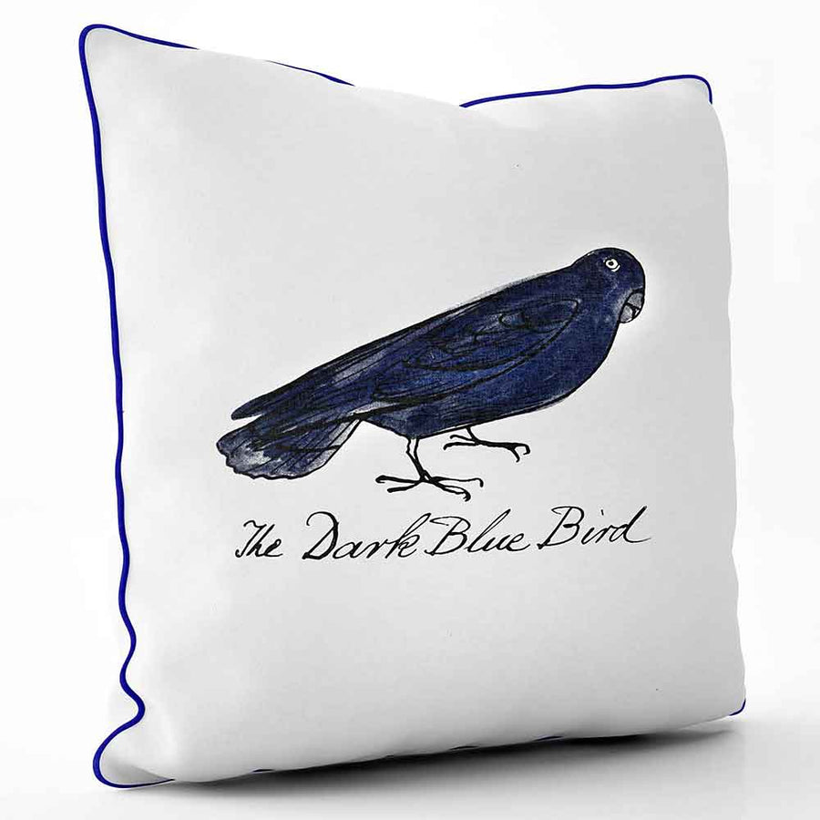 ARTWORLD CUSHIONS Dark Blue Bird - Edward Lear Cushion - Large | Medium
