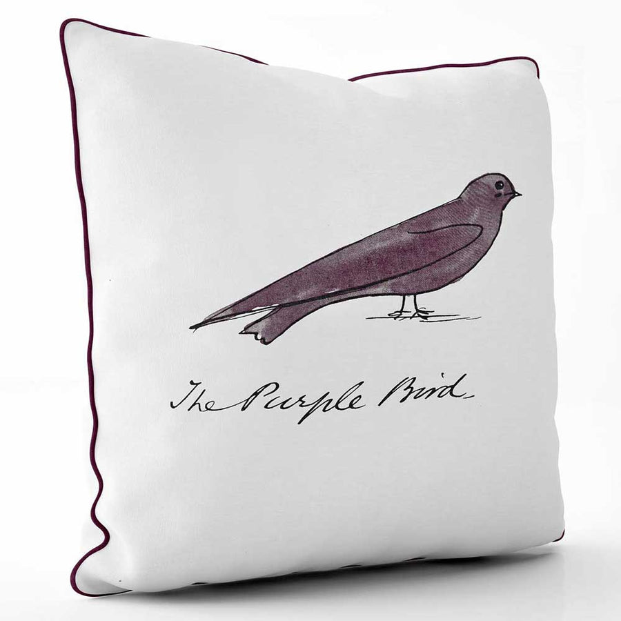 ARTWORLD CUSHIONS The Purple Bird- Edward Lear Cushion - Large | Medium