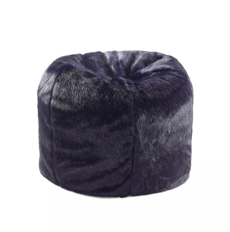 Faux Fur Bean Bag Navy Blue by Katrina Hampton
