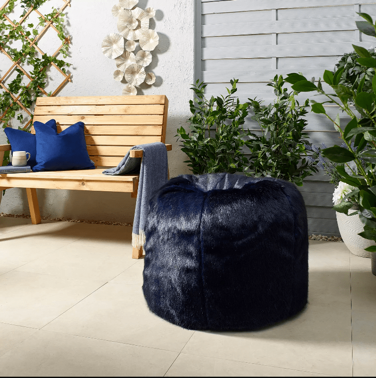 Faux Fur Bean Bag Navy Blue by Katrina Hampton