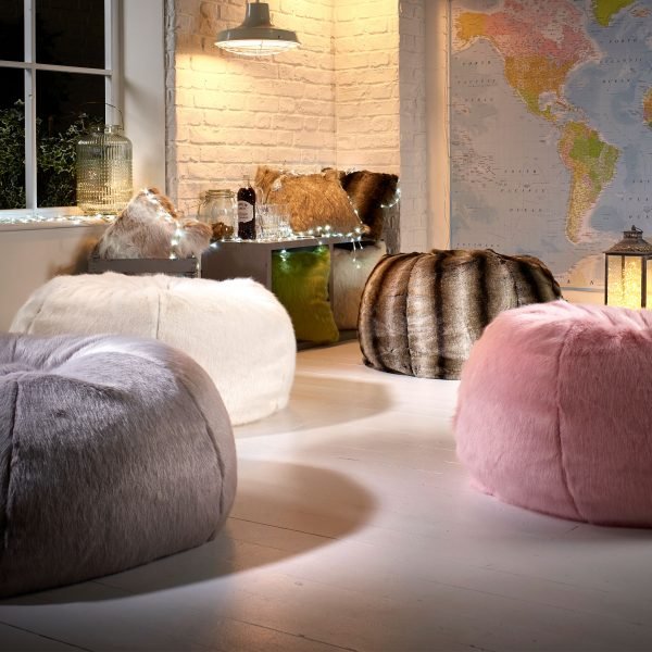 Faux Fur Beanbag Pink by Katrina Hampton