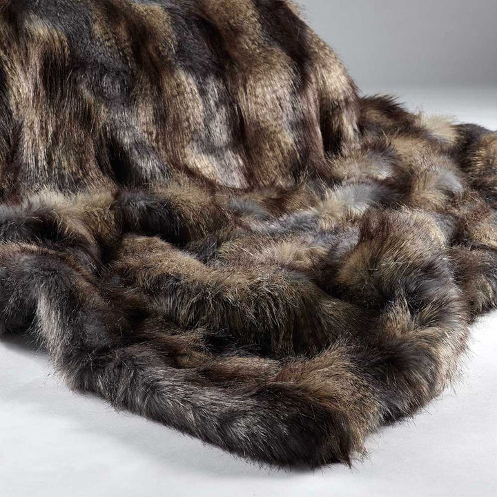 Faux Fur Bed Throw Blue Wolf Animal Print by Katrina Hampton