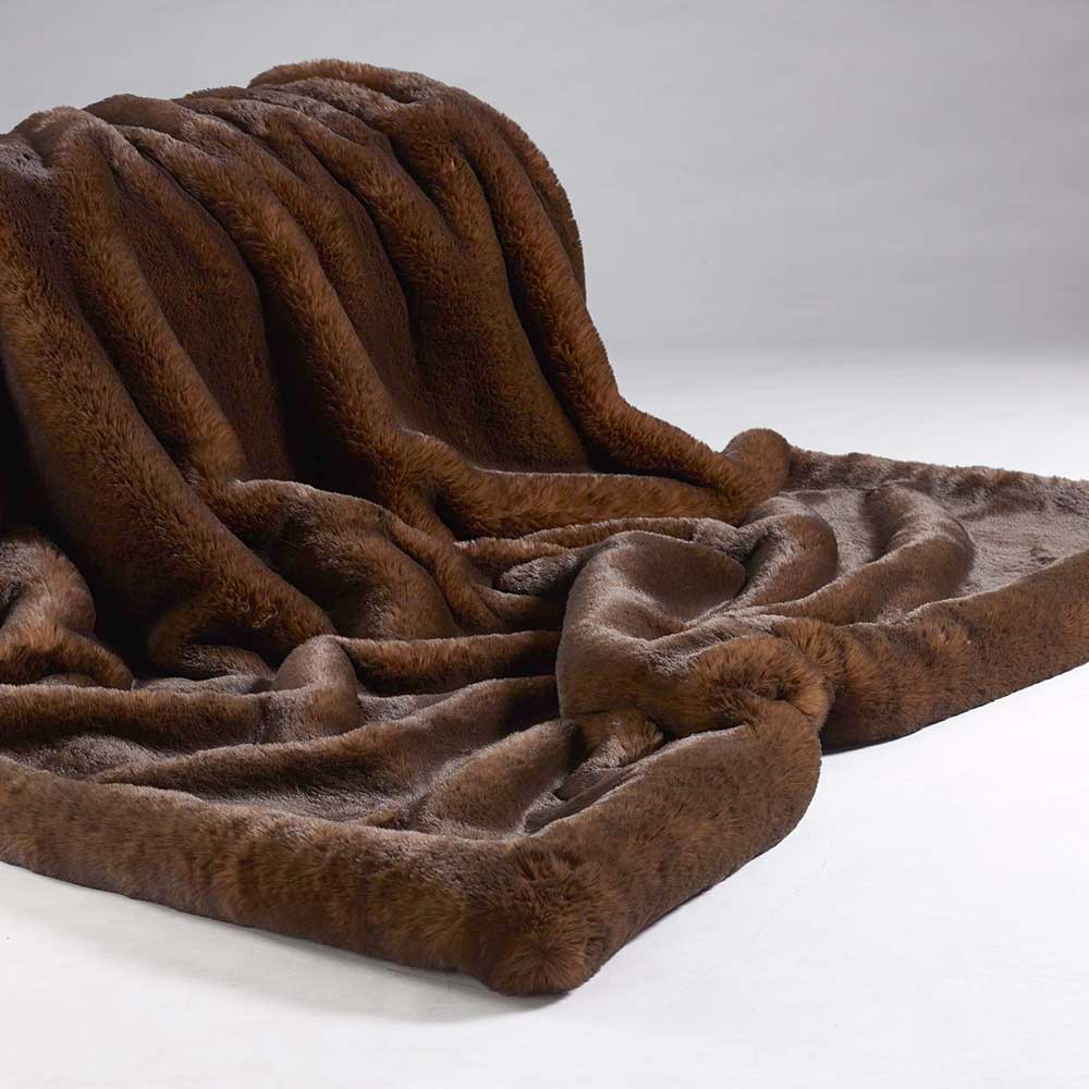 Faux Fur Bed Throw Brown Bear Animal Print by Katrina Hampton