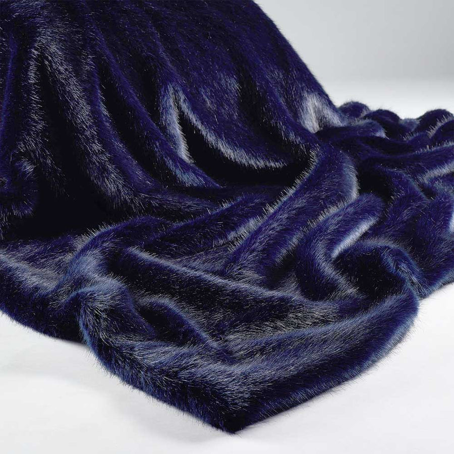 Faux Fur Bed Throw Navy Blue by Katrina Hampton