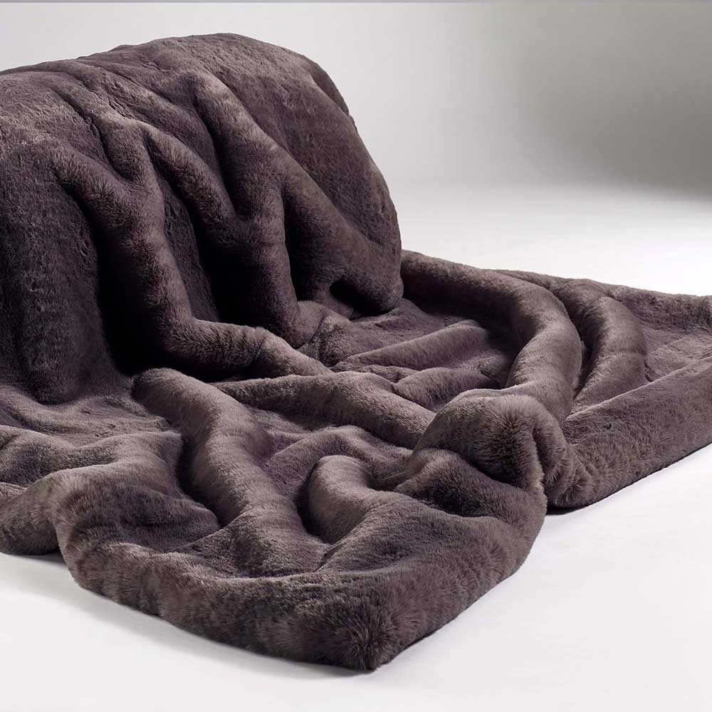 Faux Fur Bed Throw Russian Blue by Katrina Hampton