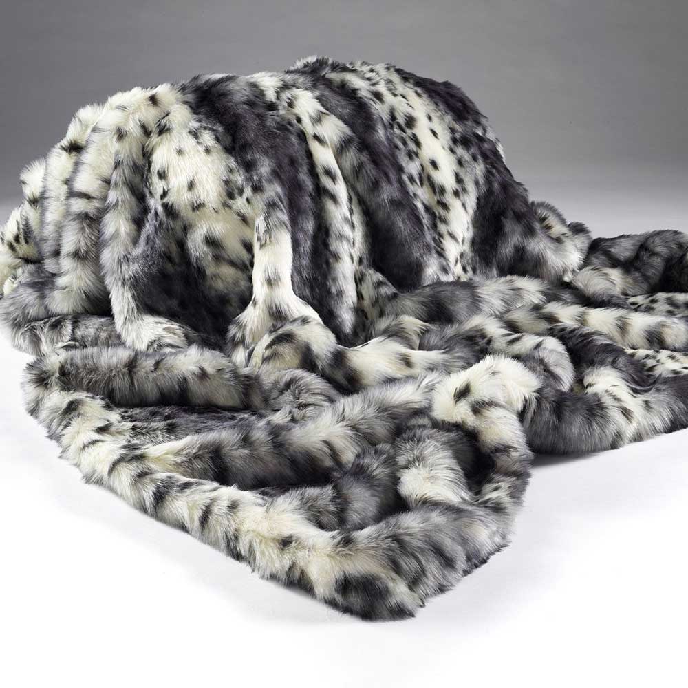 Faux Fur Throw Grey Lynx In Two Sizes by Katrina Hampton
