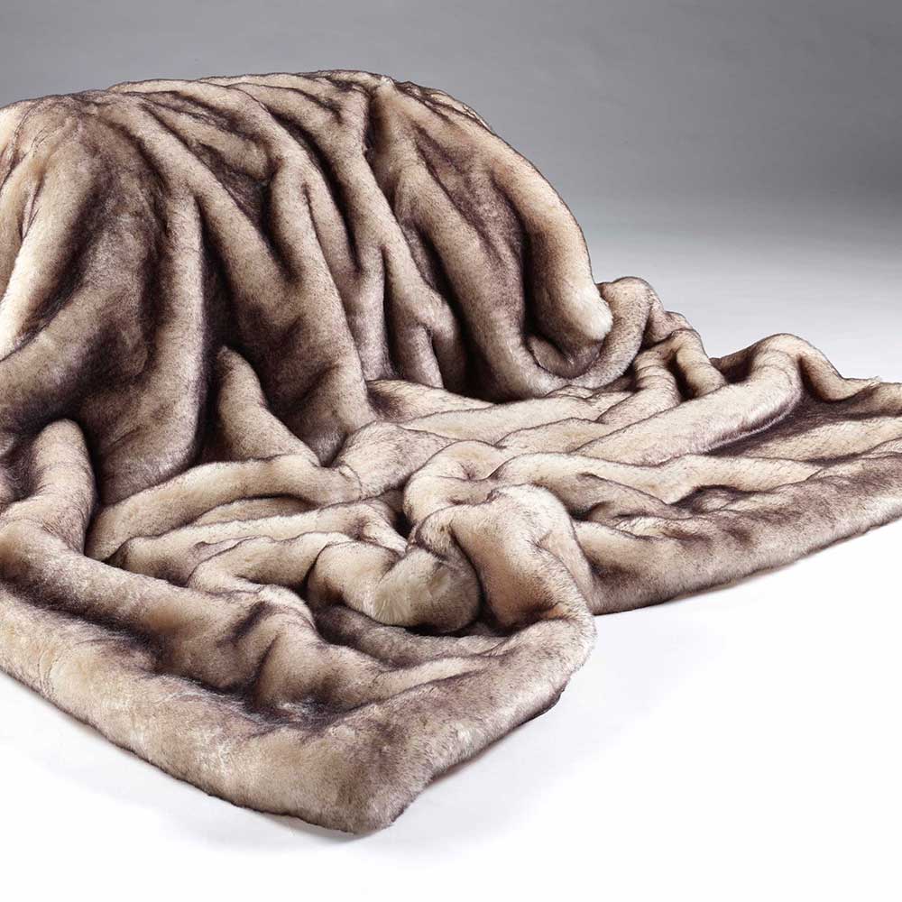 Faux Fur Throw In Brown Snow Fox In Two Sizes by Katrina Hampton