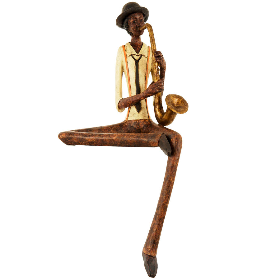 Large Figurine Ornament Sitting Jazz Saxophonist by Hill Interiors