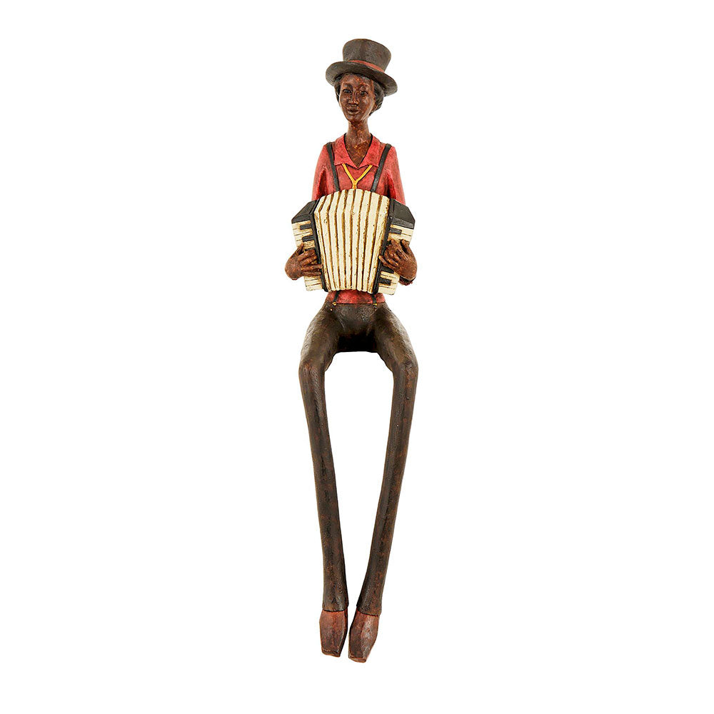 Large Figurine Ornament Sitting Jazz Accordion Musician by Hill Interiors