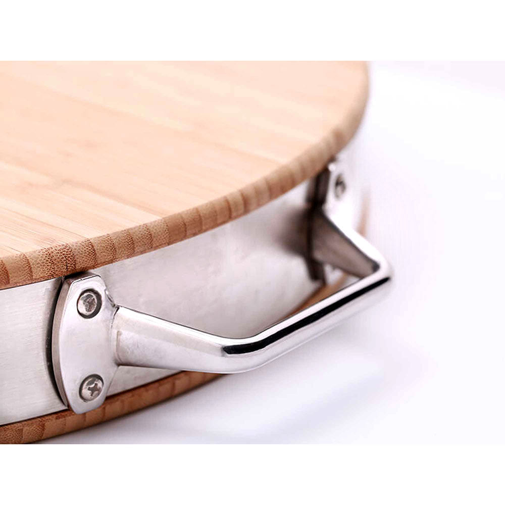 Wooden Chopping Board 16" Round Bamboo by Flint and Flame