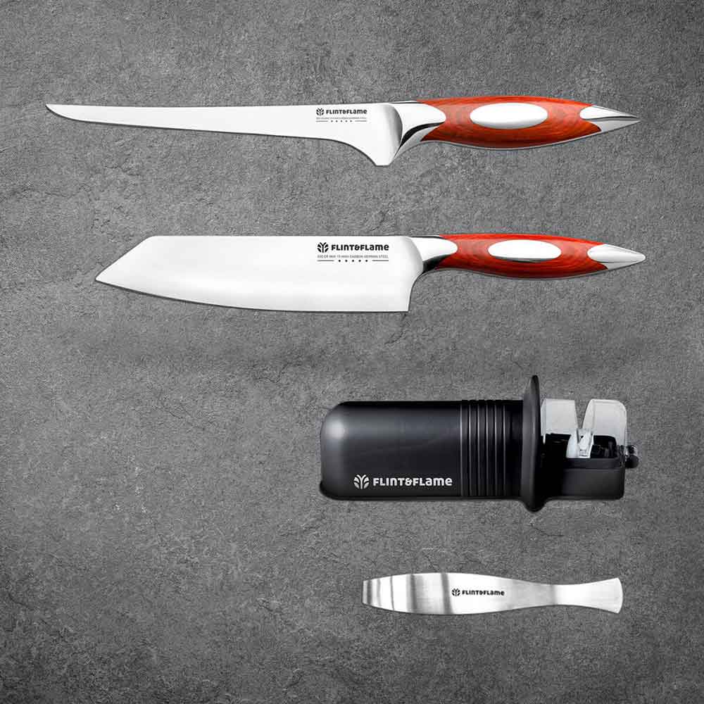 Kitchen Chef Knife Set Four Piece For Fish Lovers by Flint and Flame