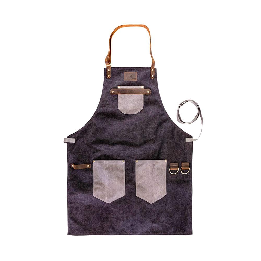 FLINT AND FLAME  Kitchen Leather Apron in Washed Canvass