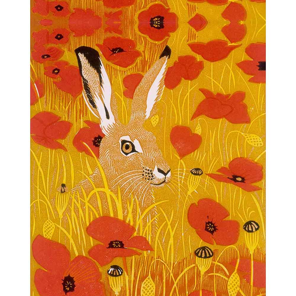 ARTWORLD STOOLS Poppy Hare by Robert Gillmor - Hardwood Folding Stool pattern detail