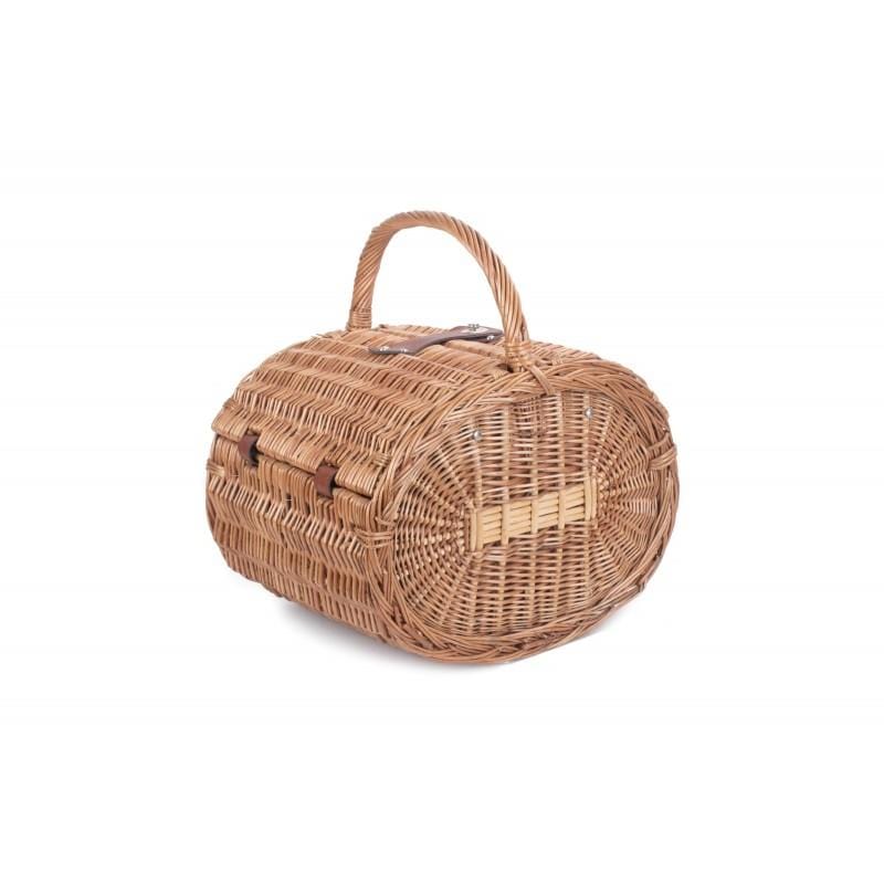 Oval Picnic Basket Hamper Fully Fitted in Green Tweed 100 by Willow