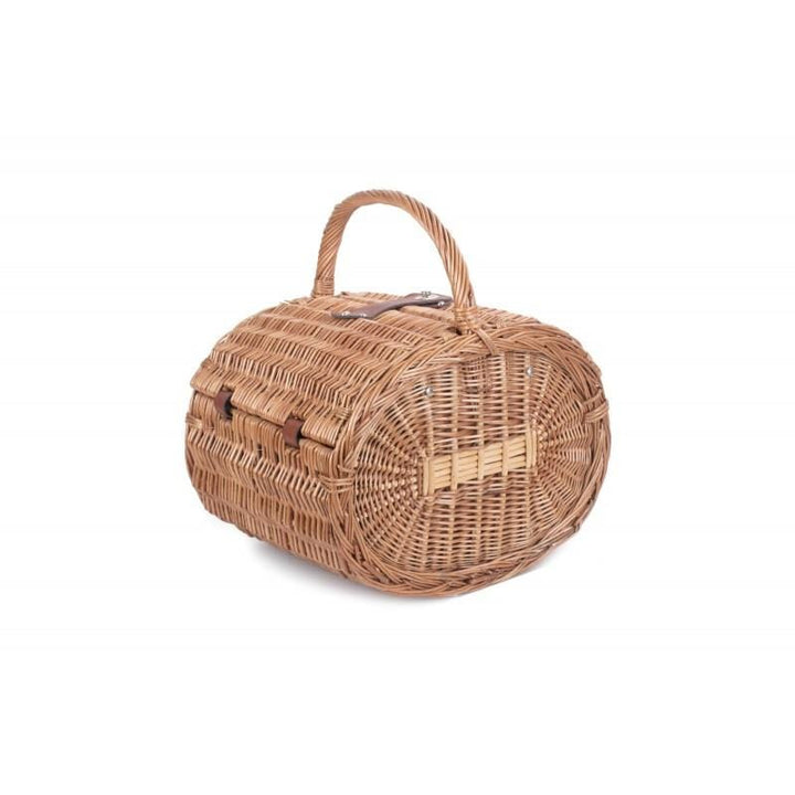 Oval Picnic Basket Hamper Fully Fitted in Green Tweed 100 by Willow