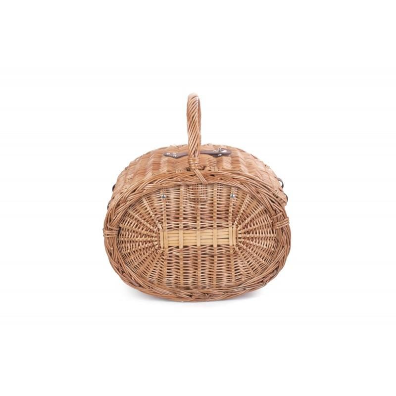 Oval Picnic Basket Hamper Fully Fitted in Green Tweed 100 by Willow