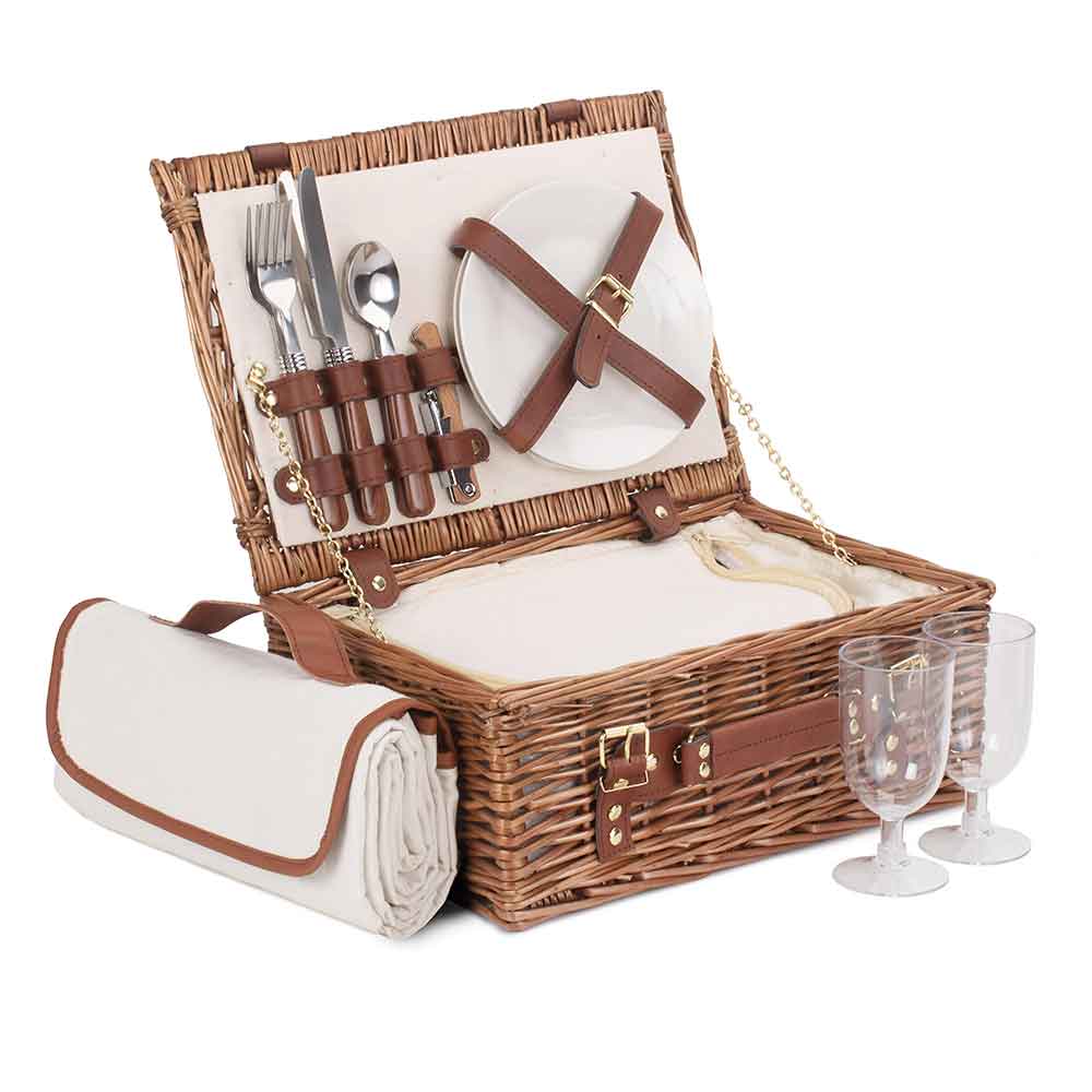 Fully Fitted Picnic Basket Hamper in CreamTwo Person 115 by Willow