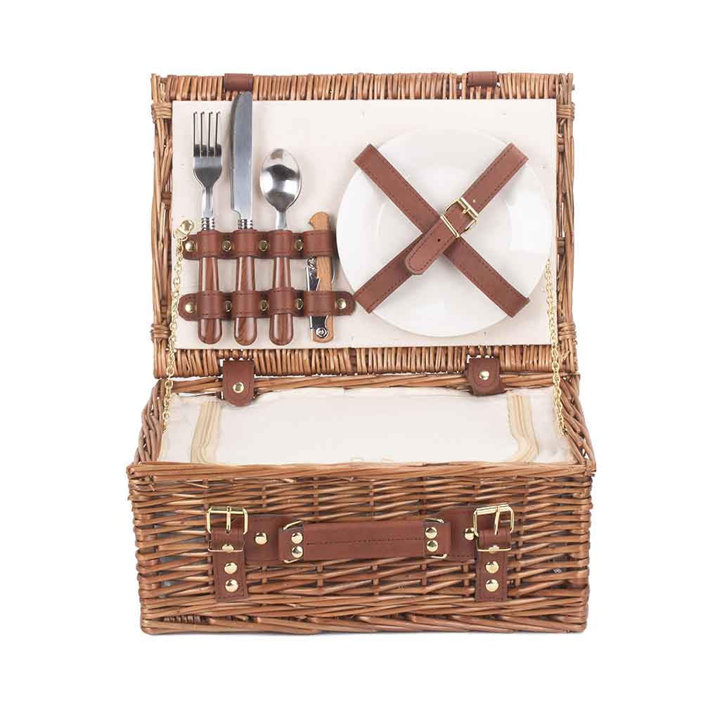 Fully Fitted Picnic Basket Hamper in CreamTwo Person 115 by Willow