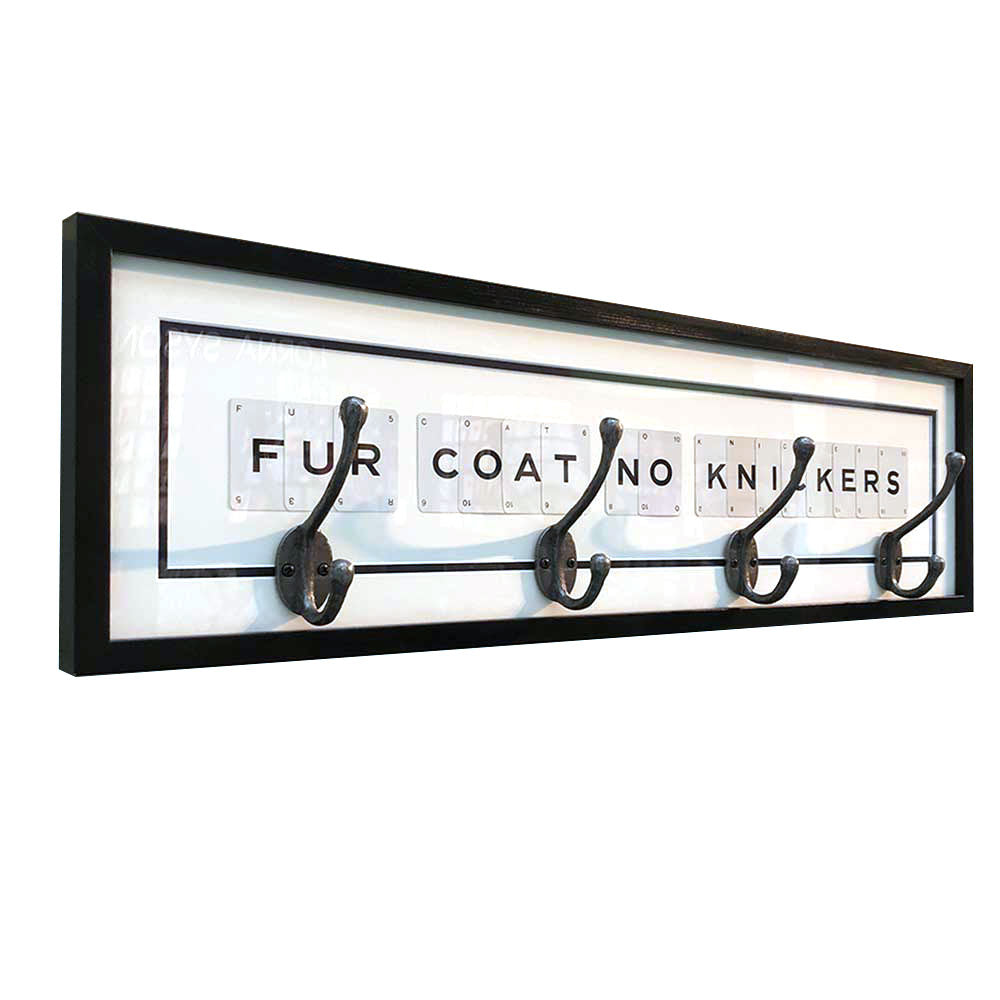 Vintage Playing Cards FUR COAT NO KNICKERS Picture Frame Coat Hooks Unusual Designer Gifts