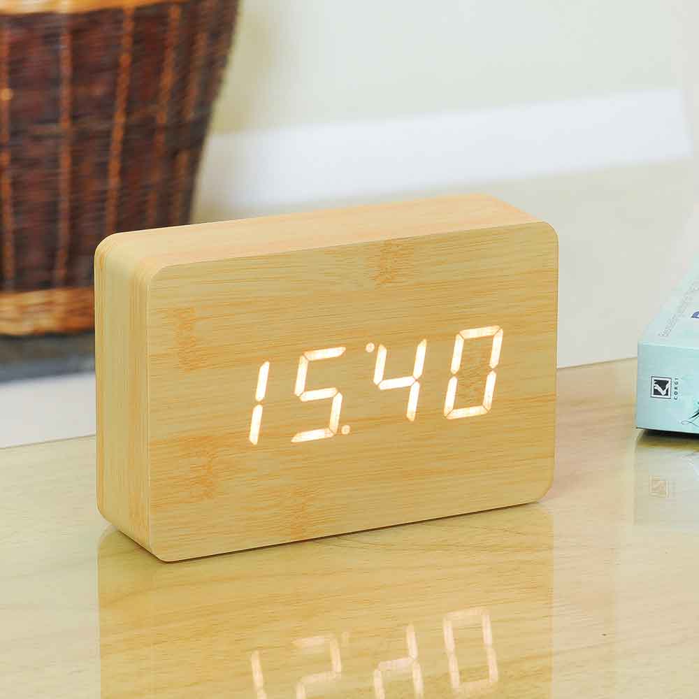 GINGKO Brick Click Clock - Alarm | Sound Activated - Beech 