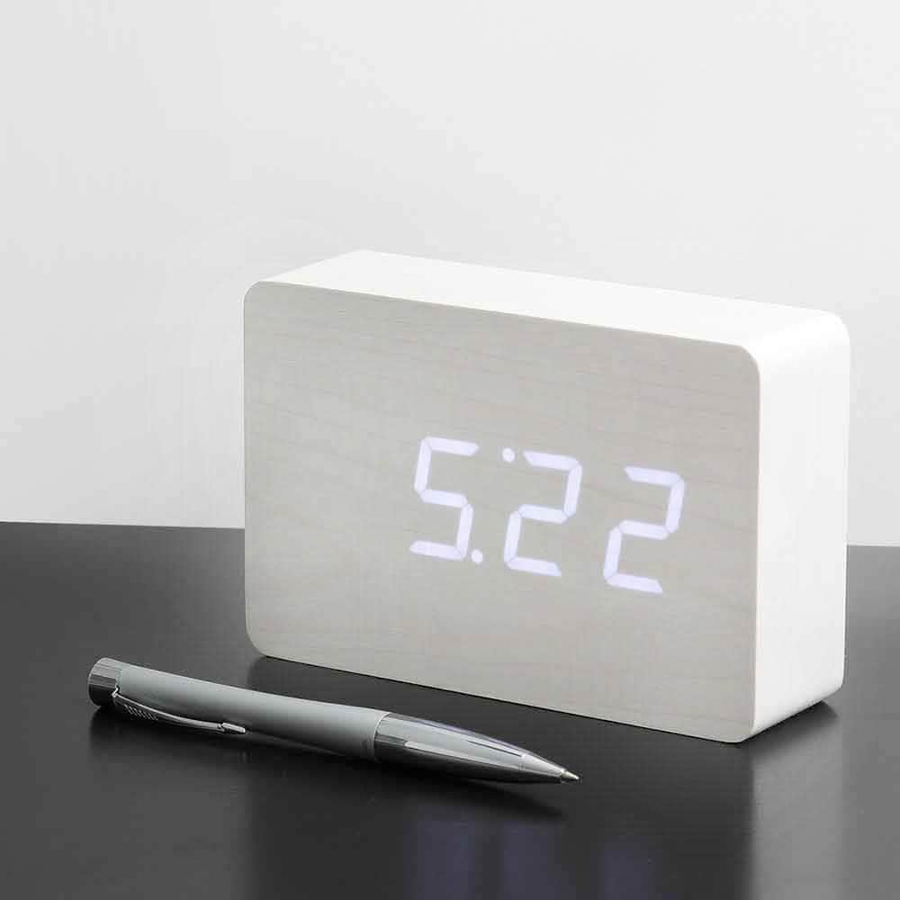 GINGKO Brick Click Clock - Alarm | Sound Activated - White