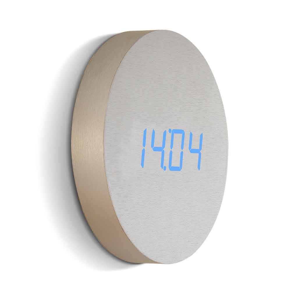 Wall Click Clock Alarm in Aluminium by Gingko