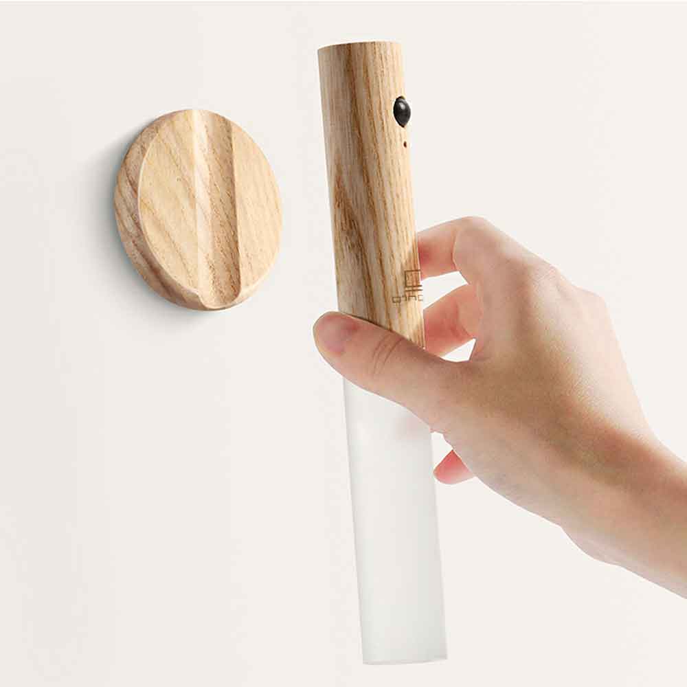 Smart Baton Rechargeable Lamp by Gingko in Ash Wood