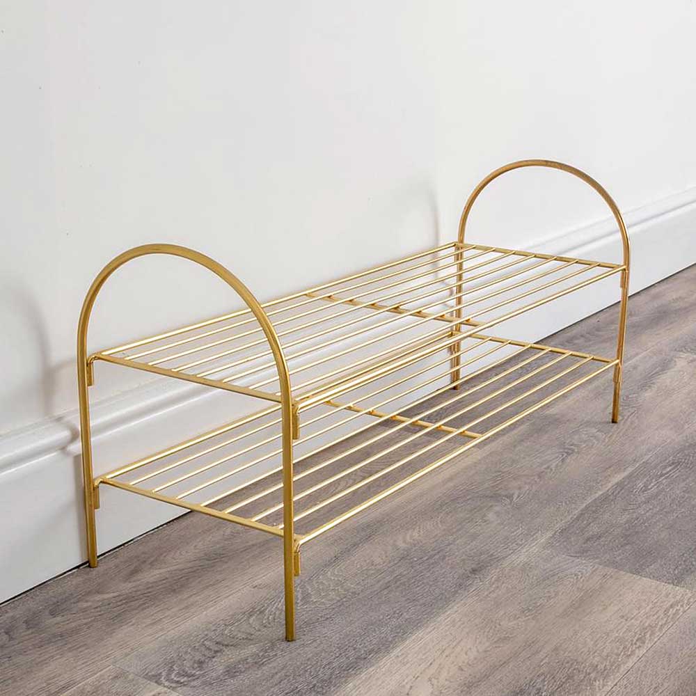 Gold 2 Tier Metal Shoe Storage Rack By Home & Lifestyle