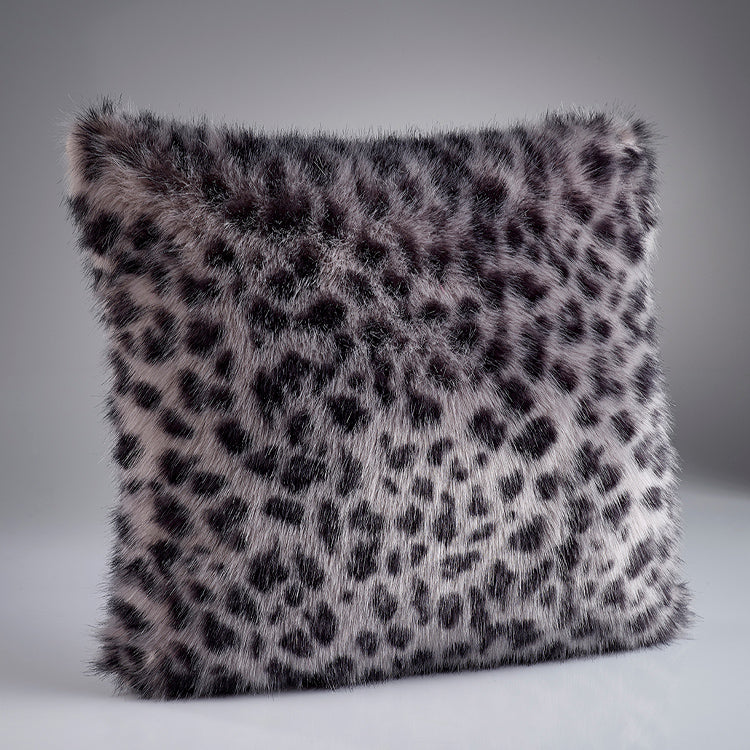 Faux Fur Cushion Grey Leopard by Katrina Hampton