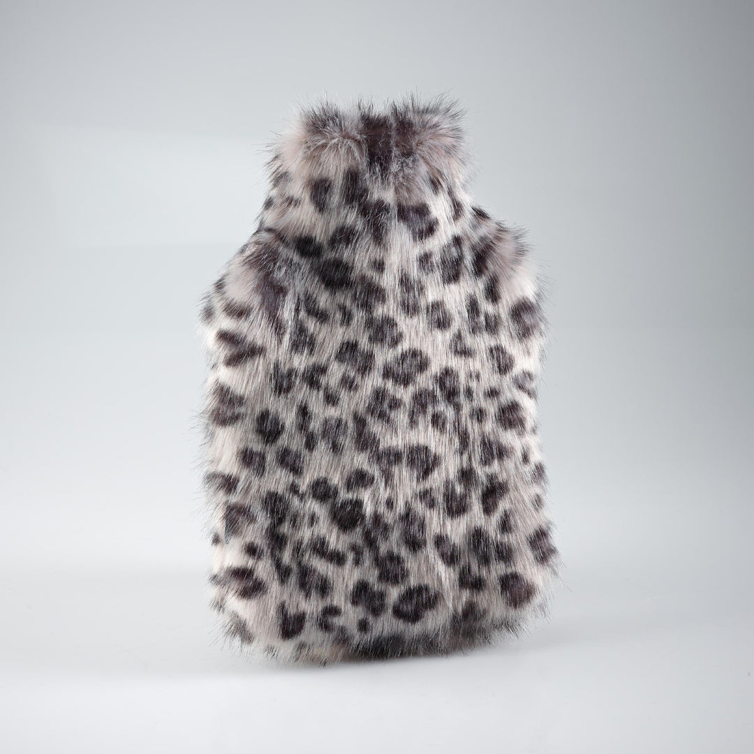 x2 Faux Fur Hot Water Bottles (THIS ONE + A SECOND COLOUR CHOICE) Grey Leopard by Katrina Hampton