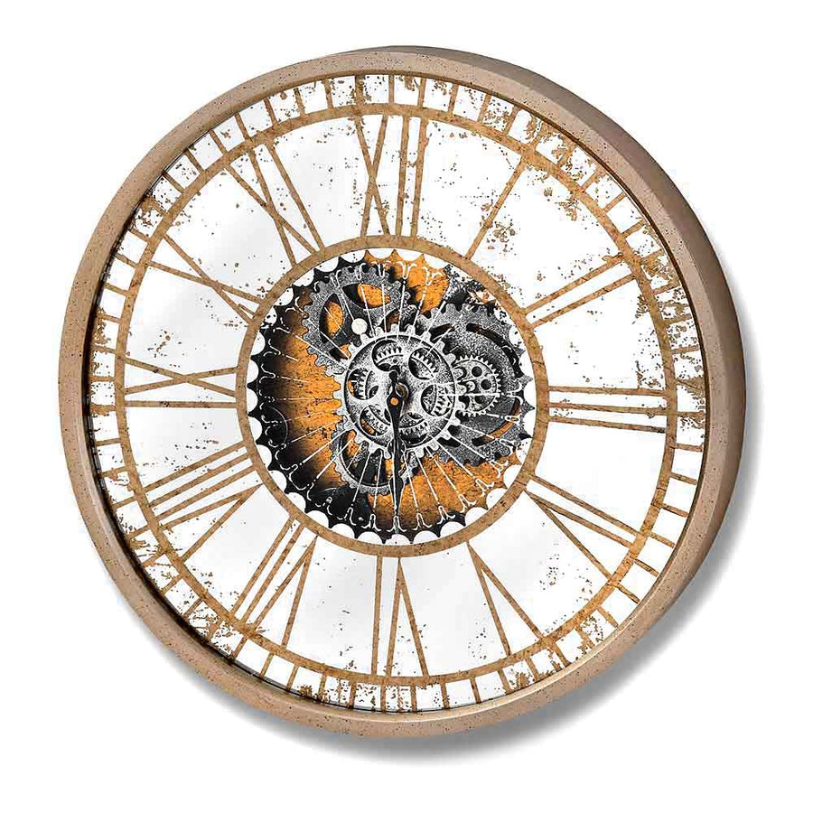 Round Wall Clock in Gold With Moving Mechanism by Hill Interiors