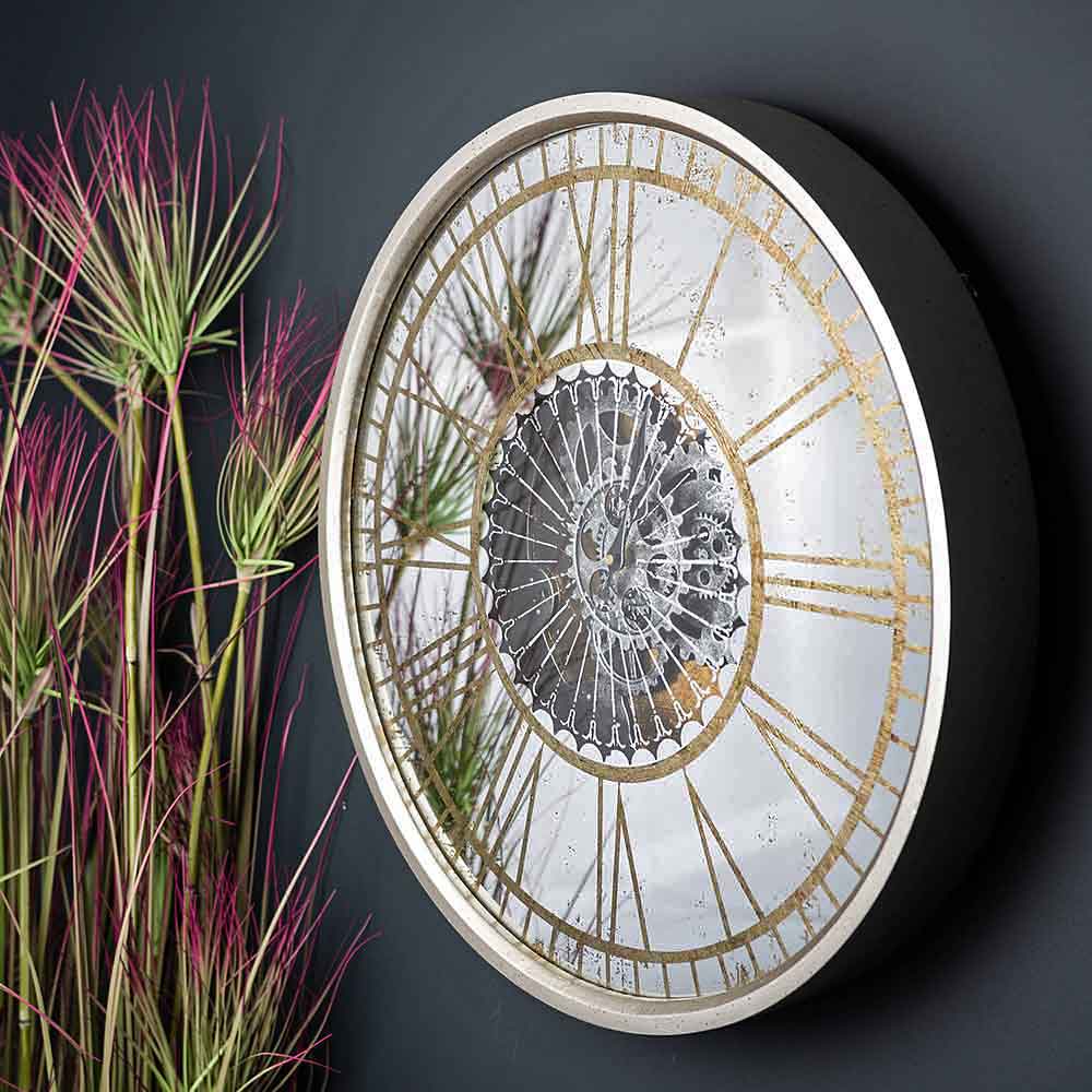 Round Wall Clock in Gold With Moving Mechanism by Hill Interiors