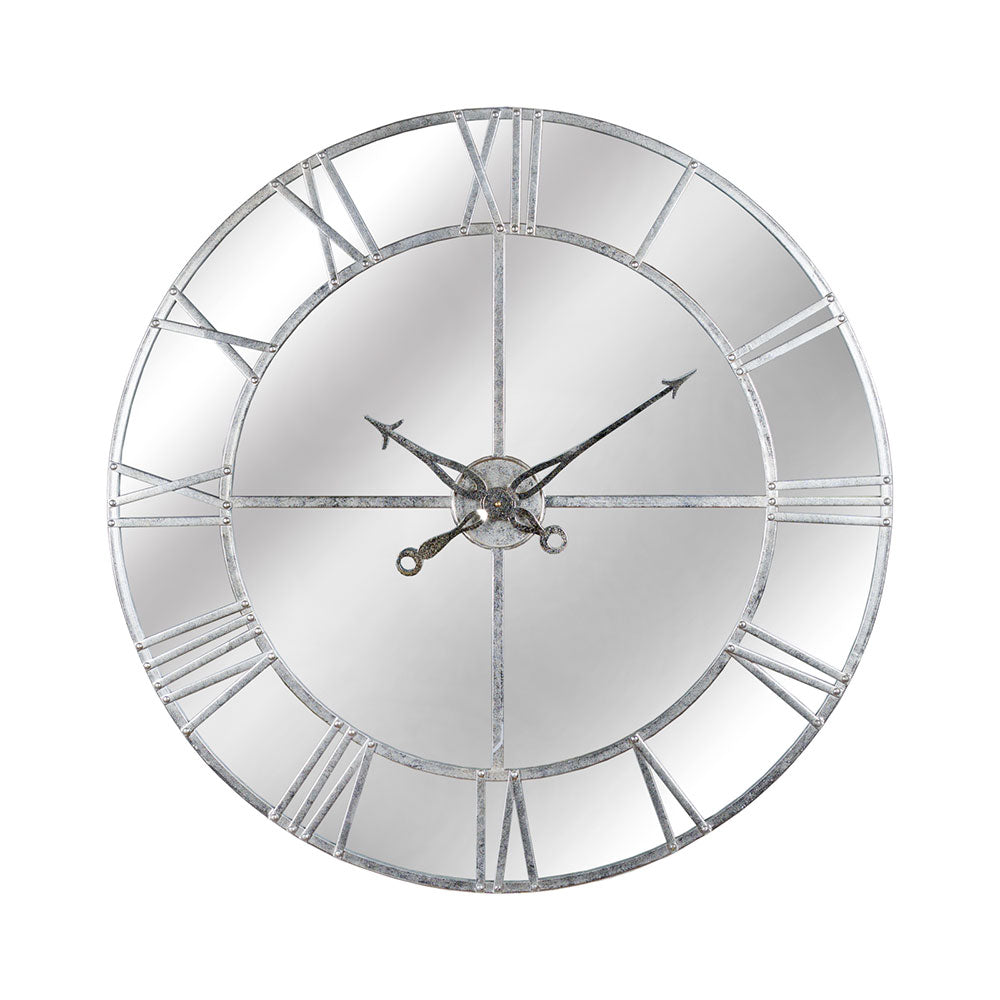 Wall Clock in Silver Mirrored Glass by Hill Interiors