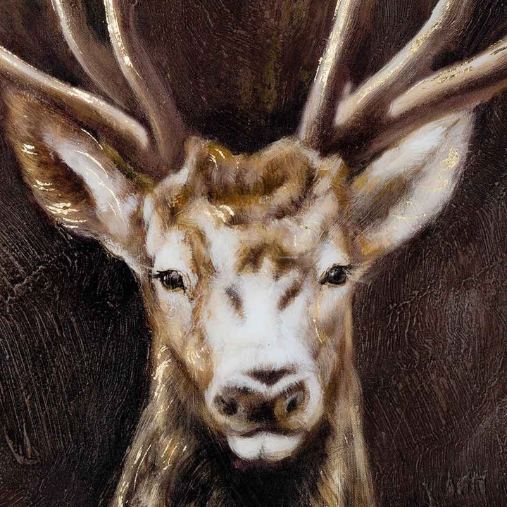 Large Wall Art Painting Stag on Glass by Hill Interiors