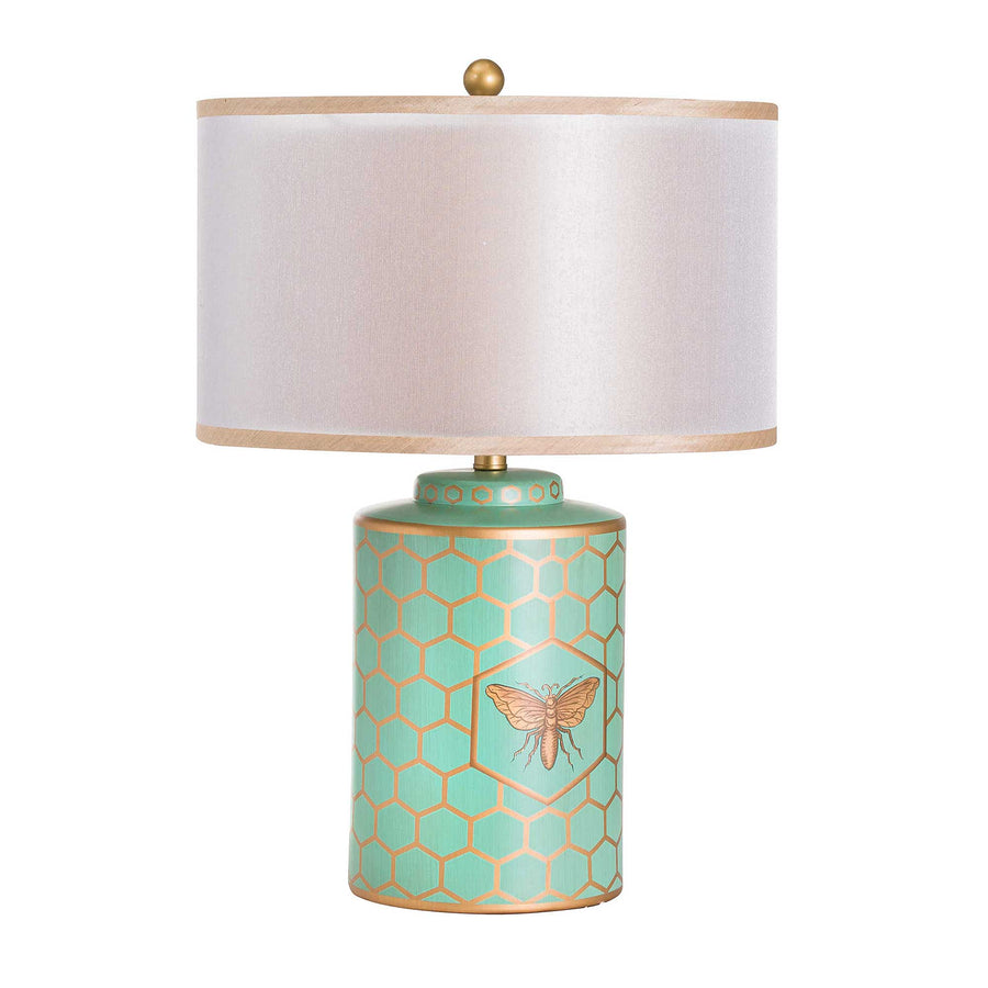Hillier Home Harley Bee Green and Gold Honeycomb Table Lamp