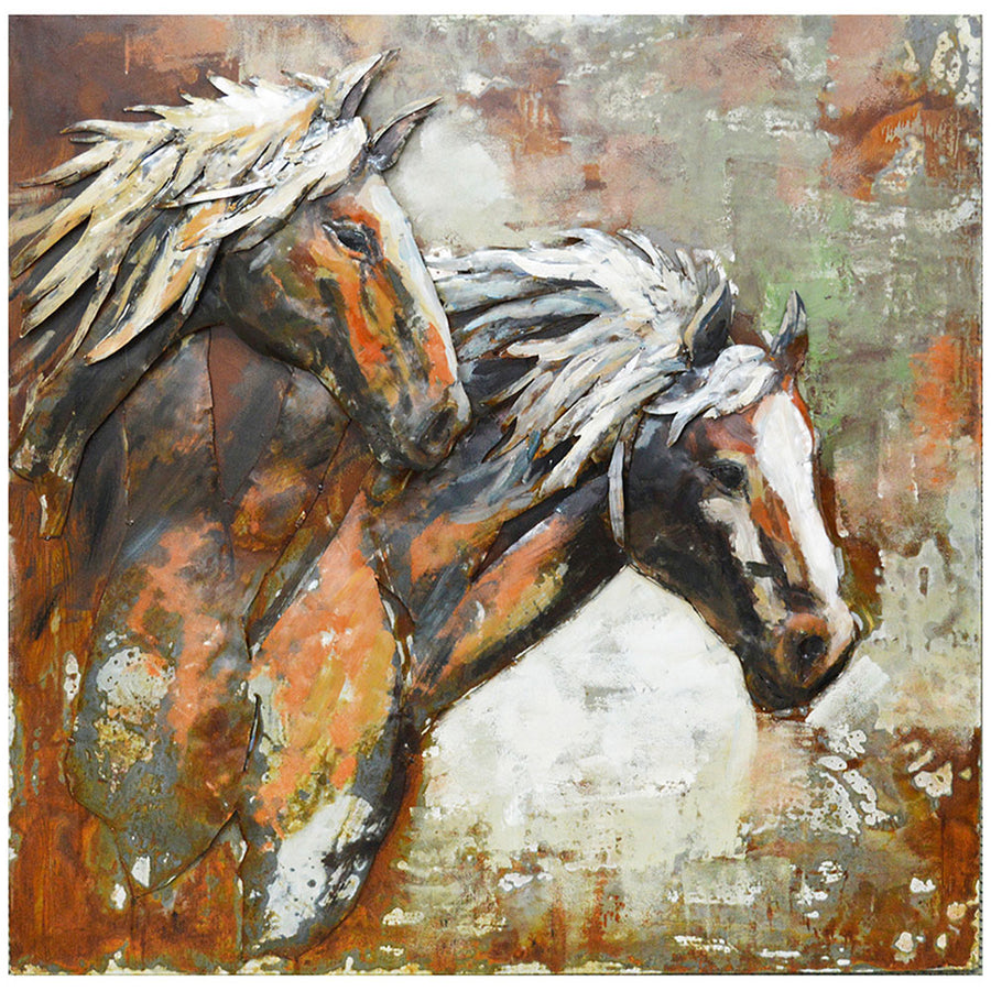 Metal 3D Wall Art Picture Wild Stallions by Primus