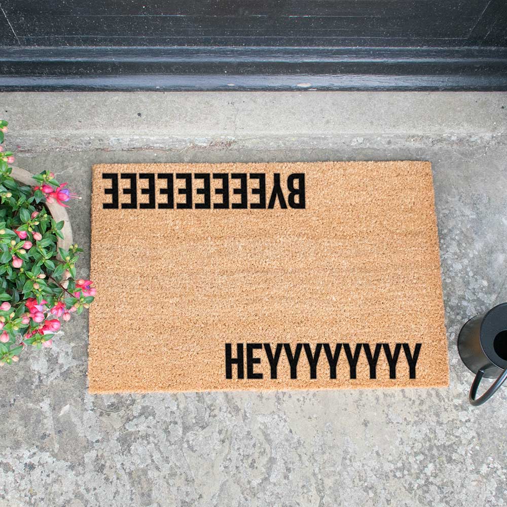 Front Doormat Indoor Outdoor Custom Hey Bye