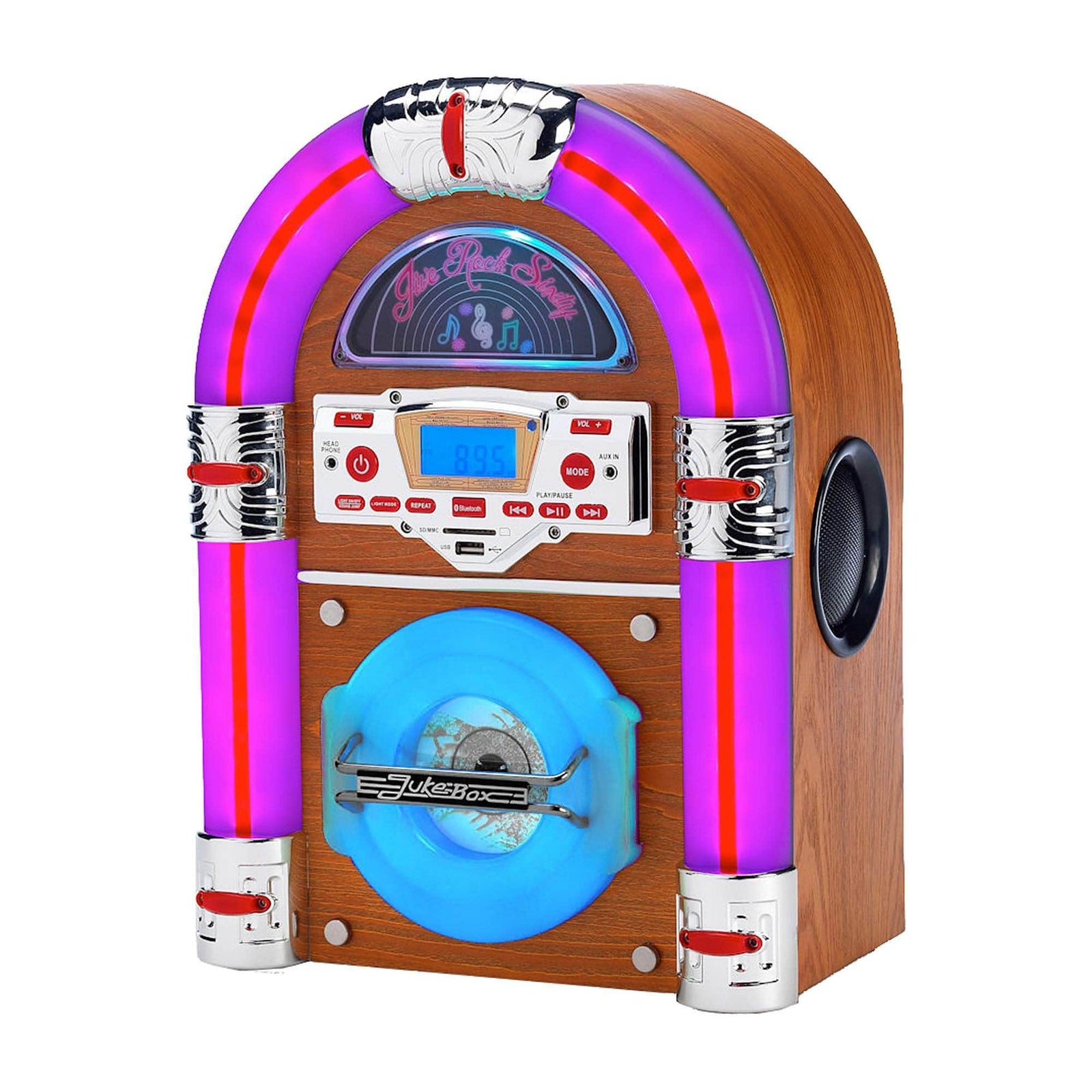 Jive Rock Sixty Retro Mini Jukebox Light Wood by Steepletone
