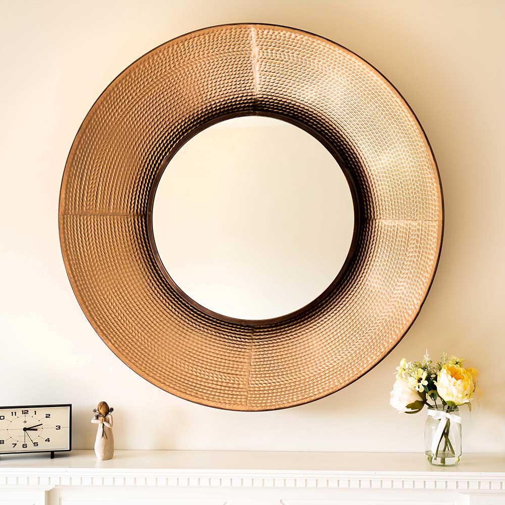 Large Round Circle Copper Wall Mirror by Jonart